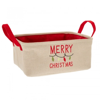 Χριστουγεννιάτικο Καλάθι Υφασμάτινο Εκρού 33x26x14εκ. iliadis 86175