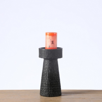 Κηροπήγιο Ανάγλυφο Polyresin Μαύρο ESPIEL 10x10x20εκ. FIK426