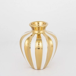 Βάζο Κεραμικό Λευκό-Χρυσό 16,5x26εκ. ESTHETI 752-20106