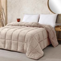 Κουβερτοπάπλωμα Flannel-Sherpa Υπέρδιπλο 220x240εκ. Shelby Beige Melinen 20001439