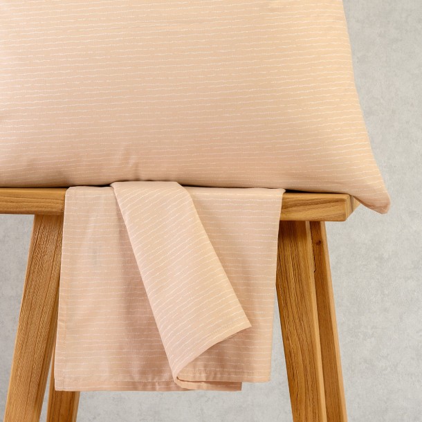 Σετ Σεντόνι Με 2 Μαξιλαροθήκες Polycotton Υπέρδιπλο Με Λάστιχο 160x200+32εκ. Davide Beige Casual Line Mini Melinen 20005405