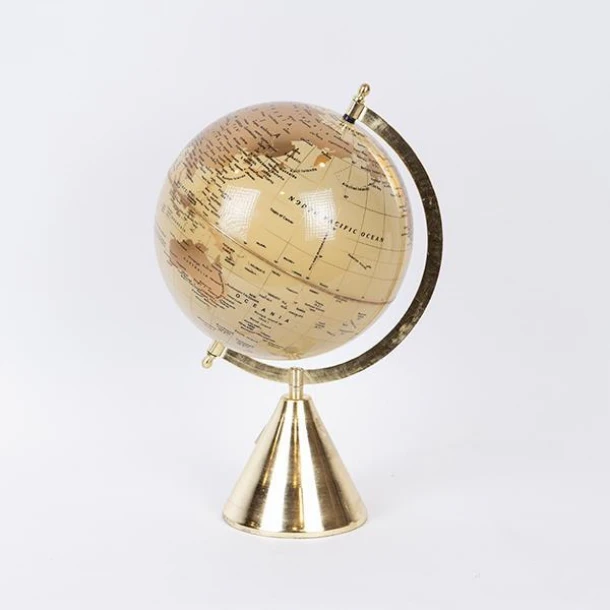 Διακοσμητική Επιτραπέζια Υδρόγειος Μεταλλική Χρυσή-Μπεζ 20x22x35εκ. ESTHETI 752-19021