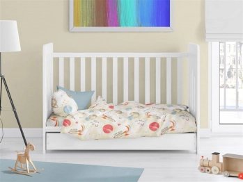 Παπλωματοθήκη Βαμβακερή Κούνιας 120x160εκ. Spaceship 186 Beige DimCol