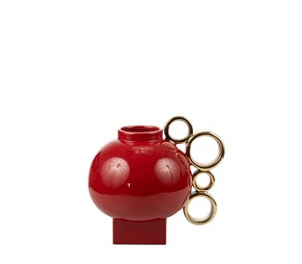 Βάζο Κεραμικό Μπορντώ-Χρυσό 24,5x19x22,5εκ. Zen Collection 24.21.50873