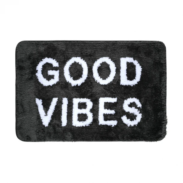 Ταπέτο Μπάνιου Microfiber Good Vibes Μαύρο 40x60εκ. Estia 02-28541
