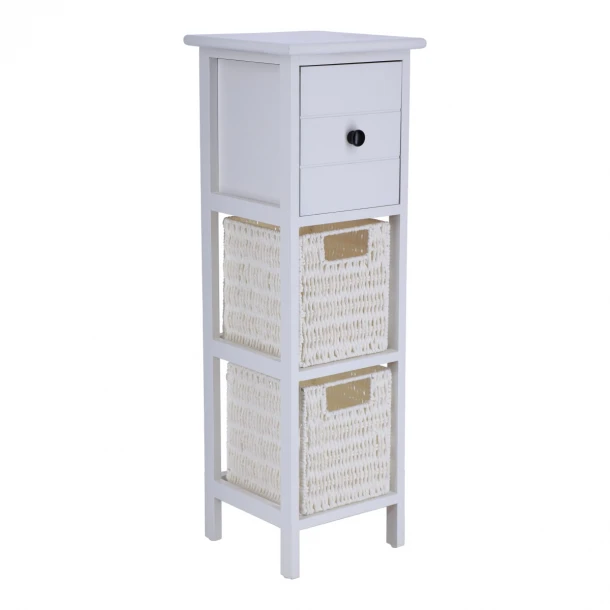 Συρταριέρα MDF Με 3 Συρτάρια 25x25x77εκ. Λευκή MRShome 2217000