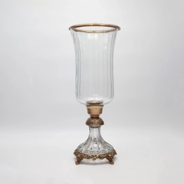 Βάζο Γυάλινο-Μεταλλικό Αντικέ Χρυσό-Διάφανο 17x38εκ. ESTHETI 819-00414