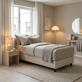 Κρεβάτι μονό Υπόστρωμα Pakda pakoworld κρεμ βελούδο 90x200εκ