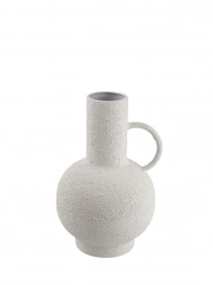 Βάζο Μεταλλικό Με Χερούλι Λευκό 19,5x18,5x28εκ. Zen Collection 25.19.51403