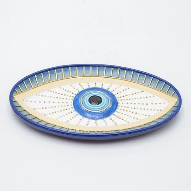 Διακοσμητική Πιατέλα Μάτι Polyresin Μπλε-Χρυσή 20x12x2εκ. ESTHETI 819-00805