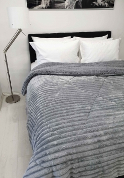 Κουβερτοπάπλωμα Flannel-Sherpa Υπέρδιπλο 220x240εκ. Comfort Wide Cut Light Grey Le Blanc 7001051-17