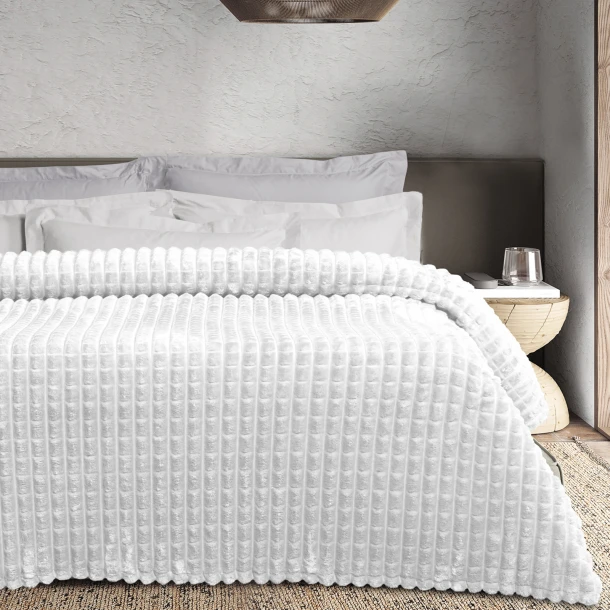 Κουβέρτα Fleece Υπέρδιπλη 220x240εκ. Blankets 1386 White Das Home