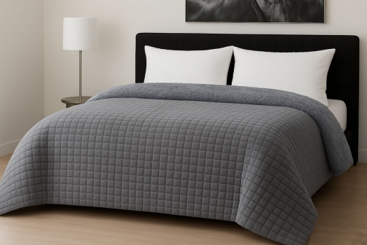 Κουβερτοπάπλωμα Flannel Comfort Διπλό 200x240εκ. Rib Cut Light Grey Le Blanc 7005196-2