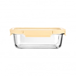 Φαγητοδοχείο Γυάλινο Με Καπάκι Πλαστικό 640ml/18,9x14,5x6,7εκ. Click & Seal Ιβουάρ Estia 01-26455