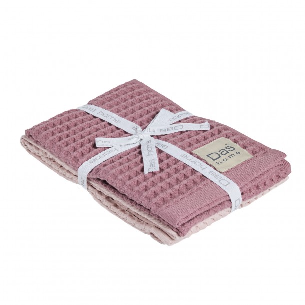 Ποτηρόπανο Σετ 2τμχ Βαμβακερό 40x60εκ. Kitchen 0803 Nude-Pink Das Home