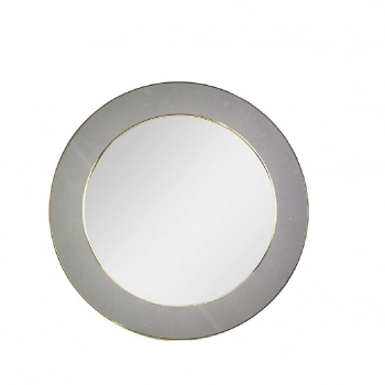 Καθρέπτης Τοίχου Στρογγυλός Βελούδινος Γκρι-Χρυσός 60εκ. ESPIEL ECO608