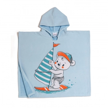 Πόντσο Θαλάσσης Βαμβακερό Digital Print 60x60εκ. Surfer Light Blue Melinen 20000982