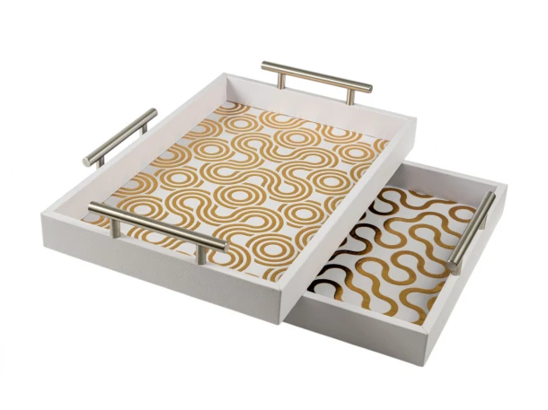 Δίσκος Σερβιρίσματος Σετ 2τμχ Χρυσός-Λευκός 44x31x4εκ.-40x27x4εκ. Zen Collection 25.20.51612