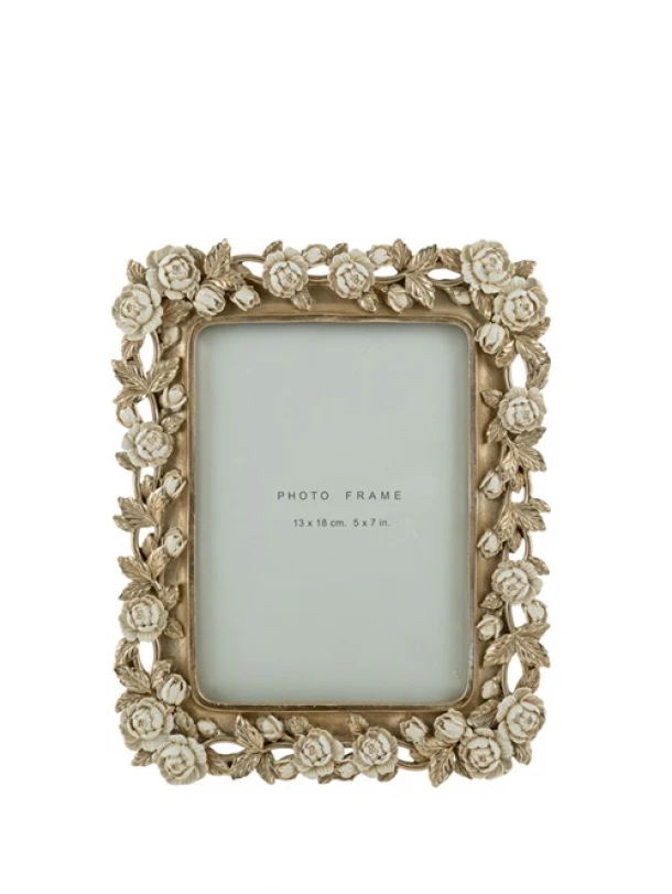 Κορνίζα Polyester Σαμπανί Με Μπεζ Τριαντάφυλλα 13x18εκ. Zen Collection 25.50.52355