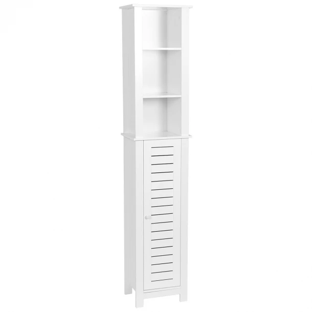 Έπιπλο MDF Με 3 Ράφια & 1 Ντουλάπι Με 2 Ράφια Στο Εσωτερικό 35x26x173εκ. Λευκό MRShome 1284000