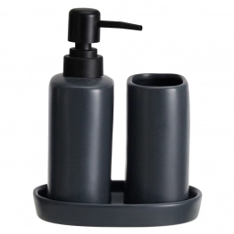 Σετ Μπάνιου 3τμχ Stoneware Black 6U MRShome 0094004
