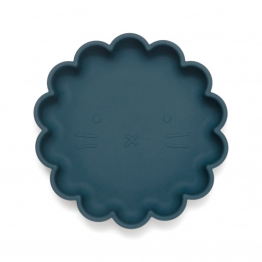 Πιάτο Σιλικόνης Με Βεντούζα Lion Balsam Blue 18x18x3εκ. Petit Monkey PTM-SP5
