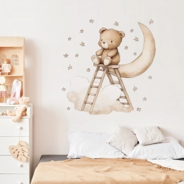 Αυτοκόλλητα Τοίχου Teddy Bear On A Ladder 62x60εκ. Sipo SIP-WS63047