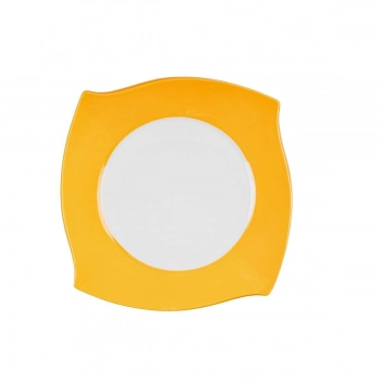 Πιατέλα Σερβιρίσματος Πορσελάνης Λευκό-Κίτρινο Roma Art Et Lumiere 35,5εκ. 07289