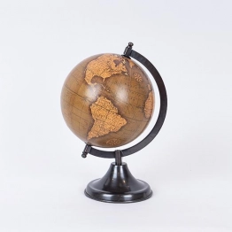 Διακοσμητική Επιτραπέζια Υδρόγειος Μεταλλική Καφέ-Μπεζ 16x19z25εκ. ESTHETI 752-19015