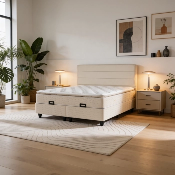 Κρεβάτι διπλό Linteda pakoworld με αποθηκευτικό χώρο κρεμ βελούδο 160x200εκ