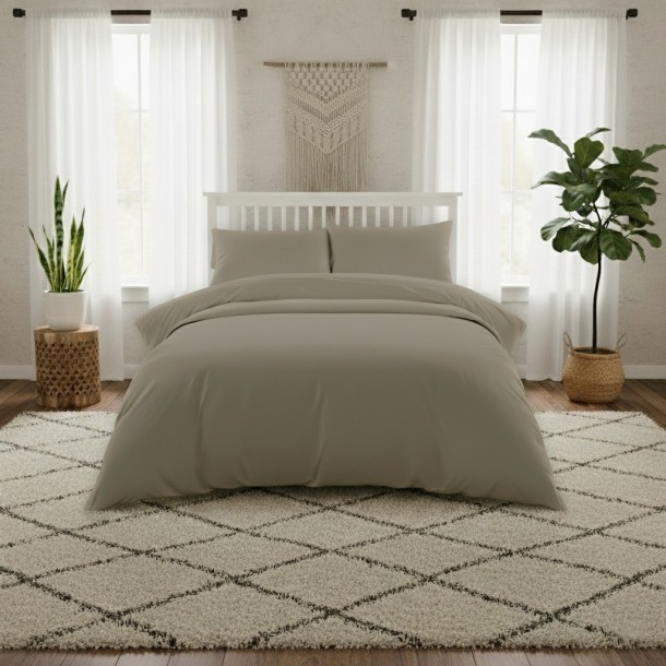 Σεντόνι Μεμονωμένο Βαμβακοσατέν King Size 270x270εκ. Olive-Grey Lavish Satin Line Melinen 20005600