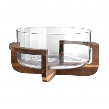 Σαλατιέρα Γυάλινη Με Ξύλινη Βάση Allure 30x30x20εκ. Estia 01-36621