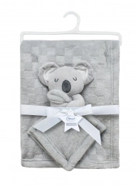Σετ Κουβέρτα Fleece Αγκαλιάς-Λίκνου 75x100εκ. Με Νάνι-Πανάκι Παρηγοριάς 33x33εκ. Koala 10 Grey Dimcol