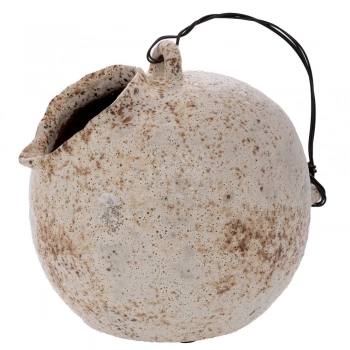 Βάζο-Κανάτα Παλαιωμένο Γκρι-Μπεζ Με Συρμάτινο Χερούλι 24x24x26εκ. iliadis 92114