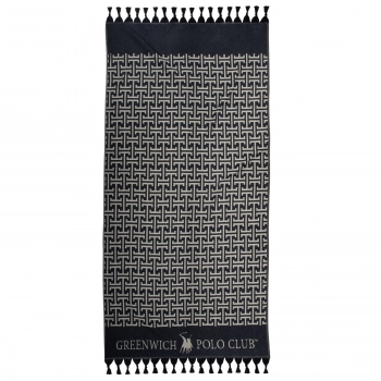 Πετσέτα Θαλάσσης-Παρεό Βαμβακερή 90x170εκ. Essential 4056 Μαύρη-Γκρι Greenwich Polo Club