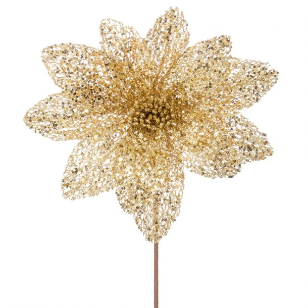 Χριστουγεννιάτικο Κλαδί Αλεξανδρινό Χρυσό Glitter Με Πούλιες 60εκ. iliadis 90409