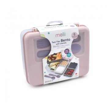 Φαγητοδοχείο 2 Ορόφων Με Έως 6 Χωρίσματα Bento Pink-Purple 20x15x8εκ. Melii MEL21500