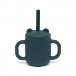 Ποτήρι Σιλικόνης Με Καλαμάκι 175ml Balsam Blue Petit Monkey PTM-SCLS5