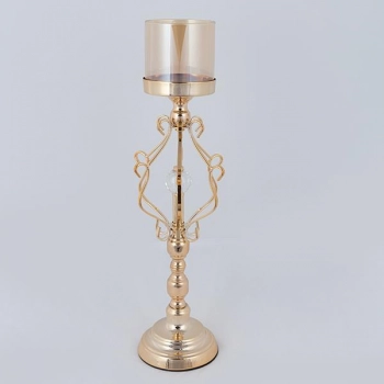 Κηροπήγιο Μεταλλικό Χρυσό 15x42εκ. ESTHETI 752-24095