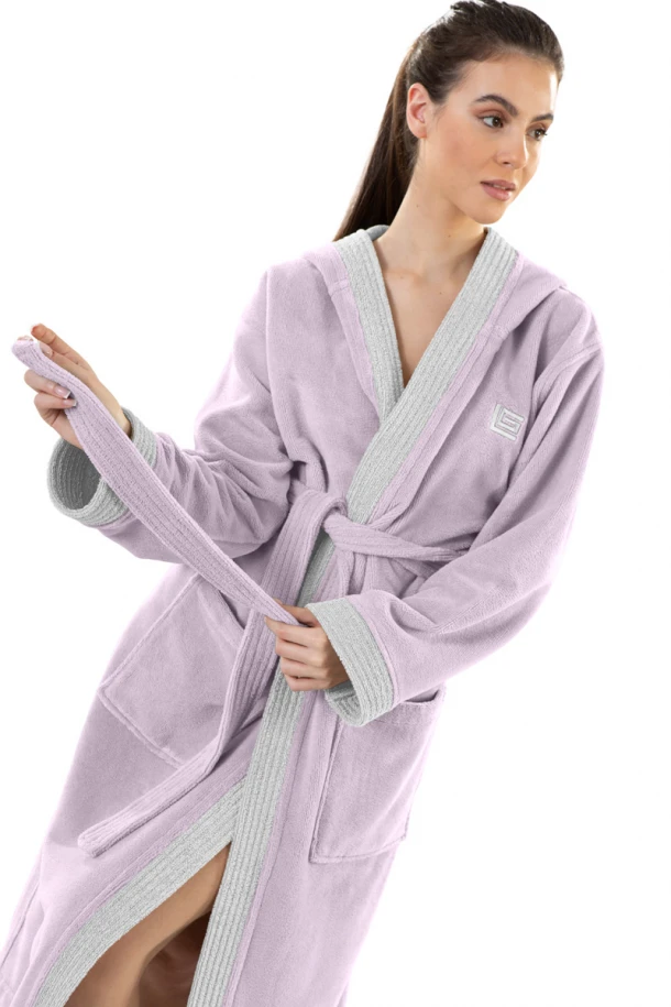 Μπουρνούζι Με Κουκούλα Ενηλίκων Polycotton Medium Monogram Lilac Guy Laroche