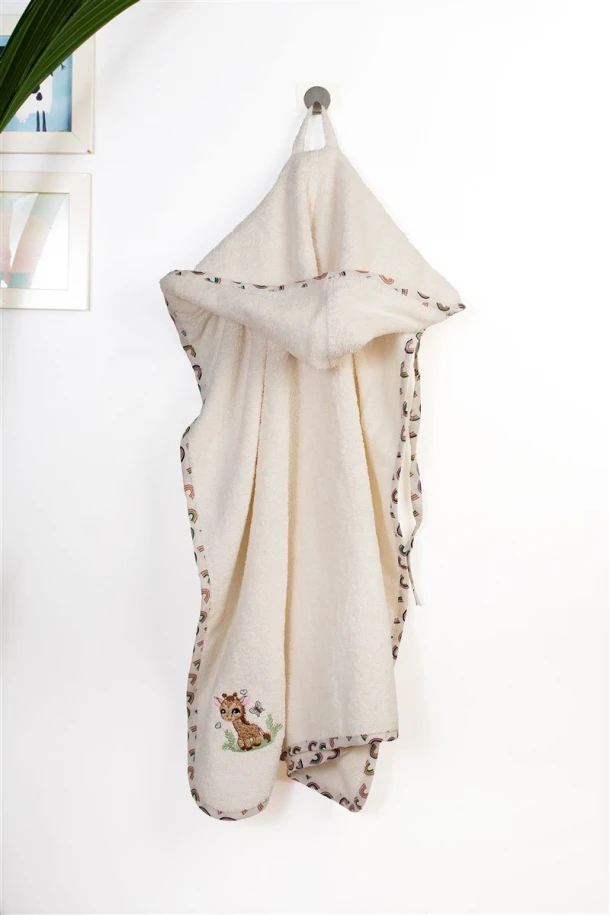 Κάπα Με Κέντημα Bebe 75x85εκ. Giraffe 173 Ecru-Multi Dimcol