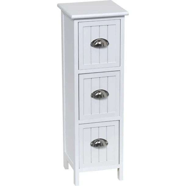 Συρταριέρα MDF Με 3 Συρτάρια Λευκή 25x25x77εκ. MRShome 1255000