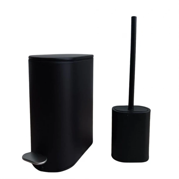 Σετ Καλάθι Απορριμμάτων Οβάλ 5L-30x14x26,5εκ. Μεταλλικό Soft CLose Με Πιγκάλ Μαύρο MRShome DS-8020S00