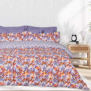 Σετ Σεντόνια Polycotton Υπέρδιπλα Με Λάστιχο 170x200+35εκ. Casual 5430 Πορτοκαλί-Μωβ Das Home
