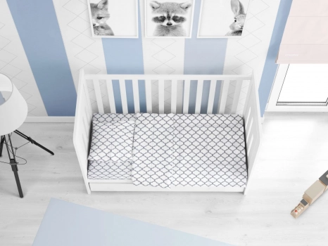 Σετ Σεντόνια 3τμχ Βαμβακερά Κούνιας 120x160εκ. Windows 136 White DimCol 1914617610013676