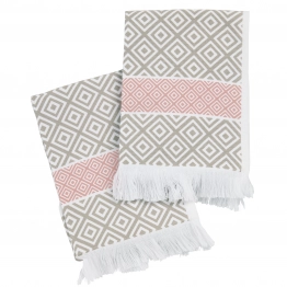 Ποτηρόπανο Σετ 2τμχ Βαμβακερό 30x50εκ. Kitchen 0894 Nude-Taupe Das Home