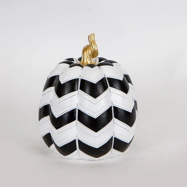 Διακοσμητική Κολοκύθα Λευκή-Μαύρη 17,5x17,5x21εκ. ESTHETI 752-28532