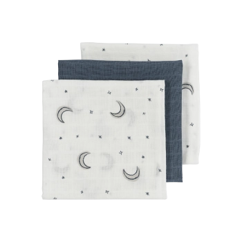 Σετ 3τμχ Απορροφητική Λαβέτα-Μουσελίνα Βαμβακερή Moon Indigo 30x30εκ. Meyco MEY-152.AE.BX.02.M3
