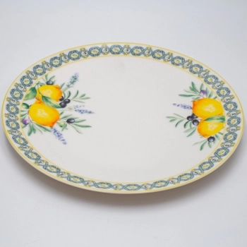 Πιάτο Ρηχό Φαγητού Πορσελάνης Λευκό-Multi Με Λεμόνια 26εκ. ESTHETI 820-00021