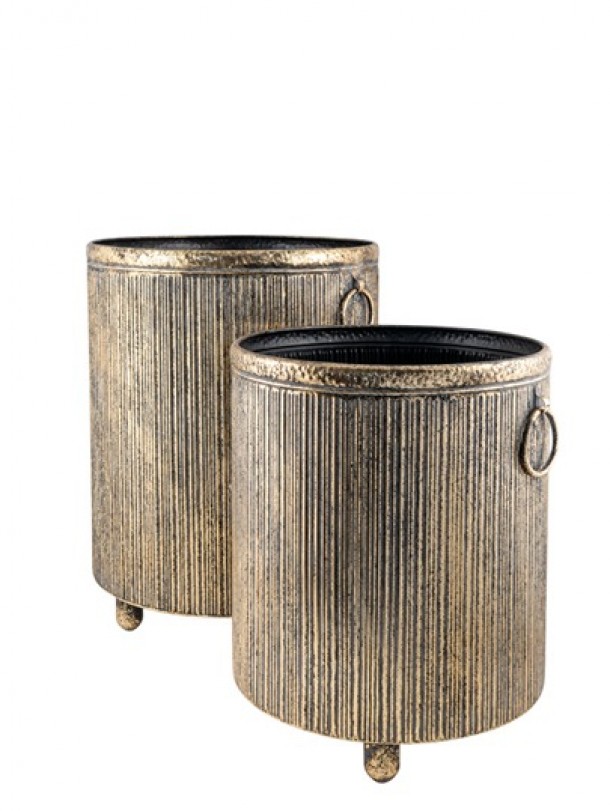 Κασπώ Σετ 2τμχ Μεταλλικό Χρυσό 37,5x35,5x44εκ.-32,5x31,5x36,5εκ. Zen Collection 25.55.52270